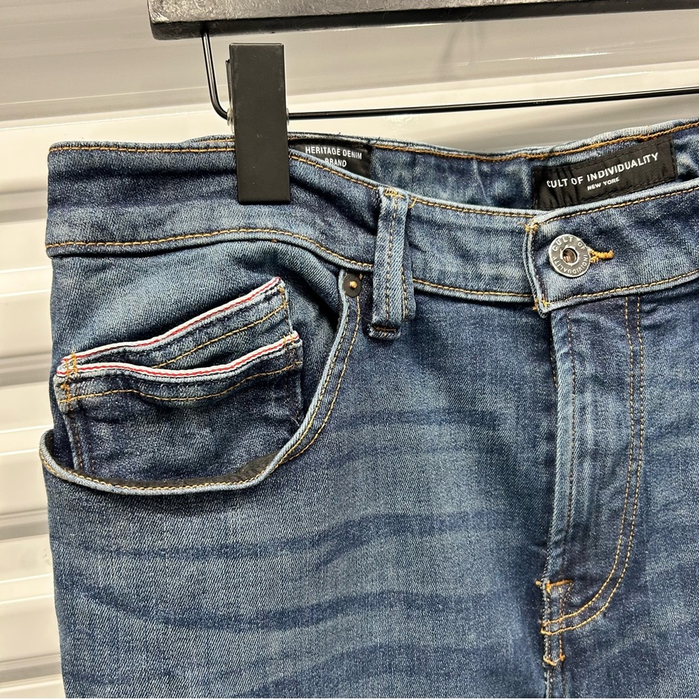 Cult of Individuality Rocker Slim Stretch Straight Japanese Selvedge Jeans 38/32 - Picture 5 of 16